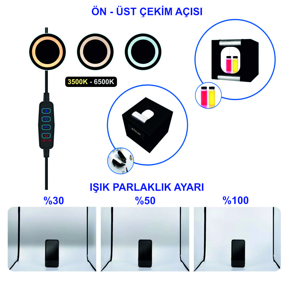 40x40 ışıklı ürün çekim çadırı